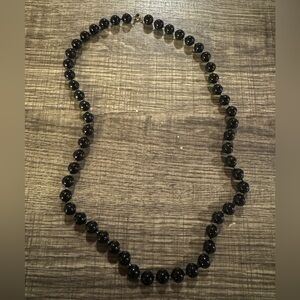*Vintage Art Deco Black Beaded Necklace